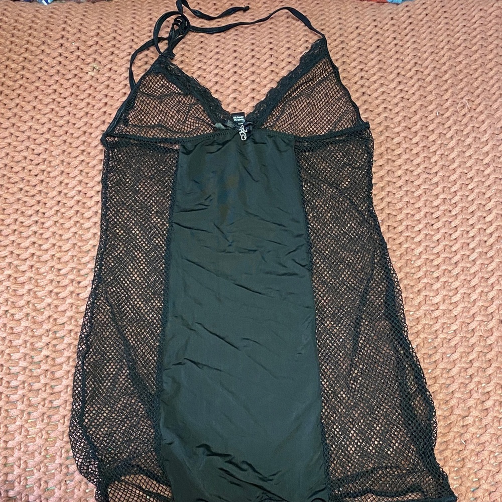 Hustler Hollywood Black Sheer Mesh and Satin Chemise
